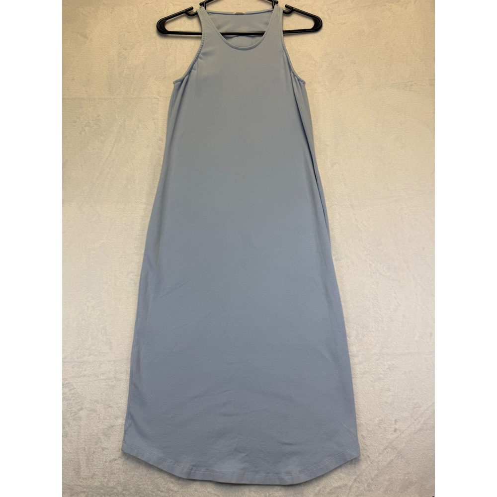 MONROW Womens Light Blue Cotton Spandex Racerback Midi Dress Small Made in USA